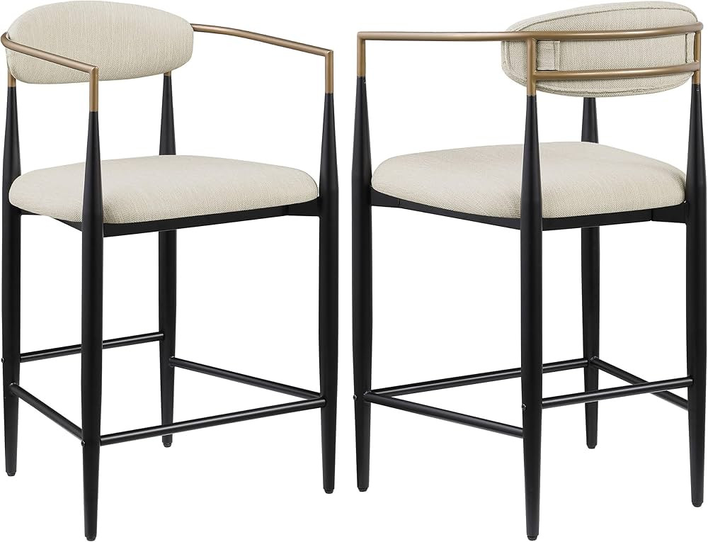 Coaster Home Furnishings Tina Metal Counter Height Bar Stool with Upholstered Back and Seat Beige... | Amazon (US)