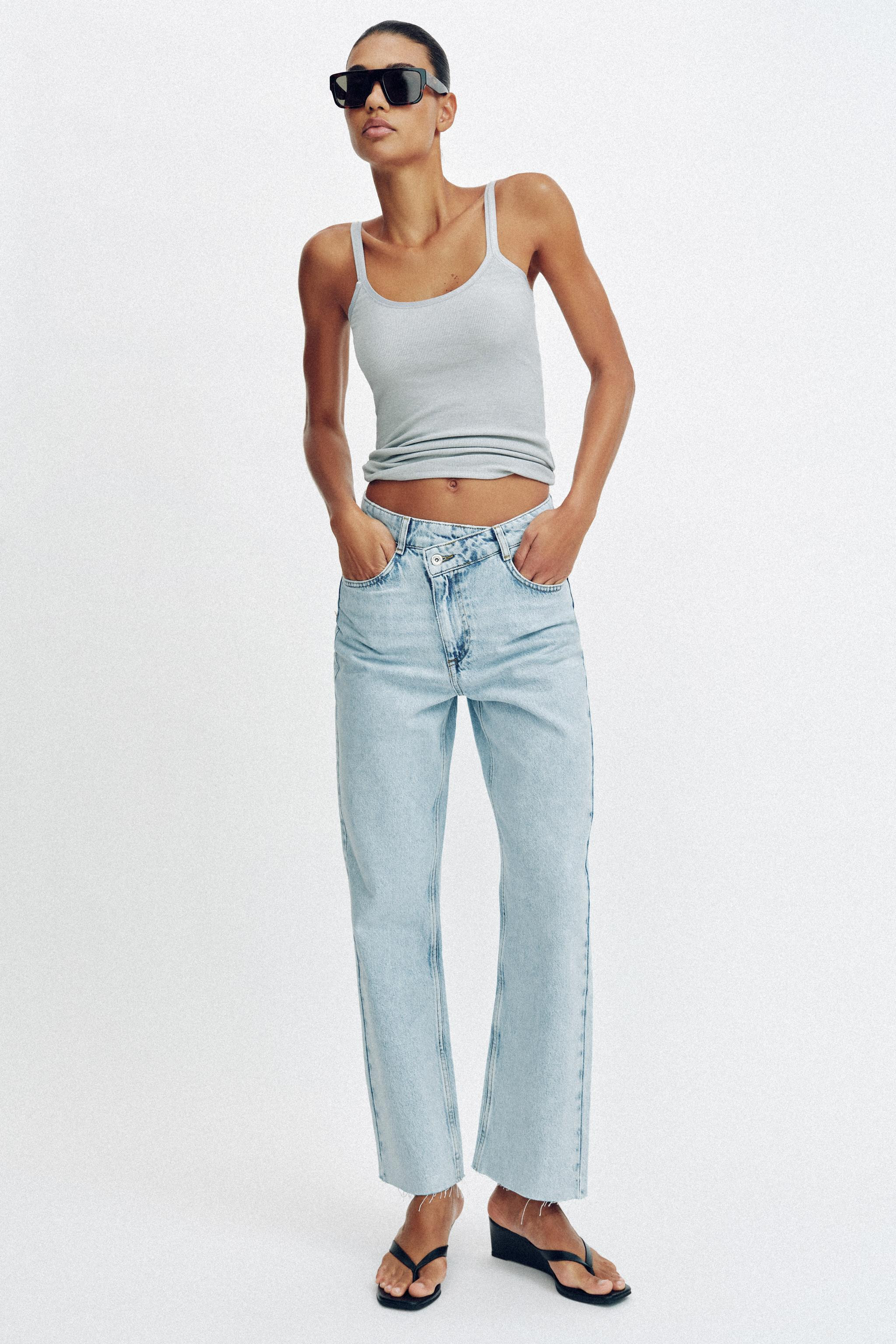 Z1975 HIGH-WAISTED CRISS-CROSS WAIST STRAIGHT JEANS | Zara Canada
