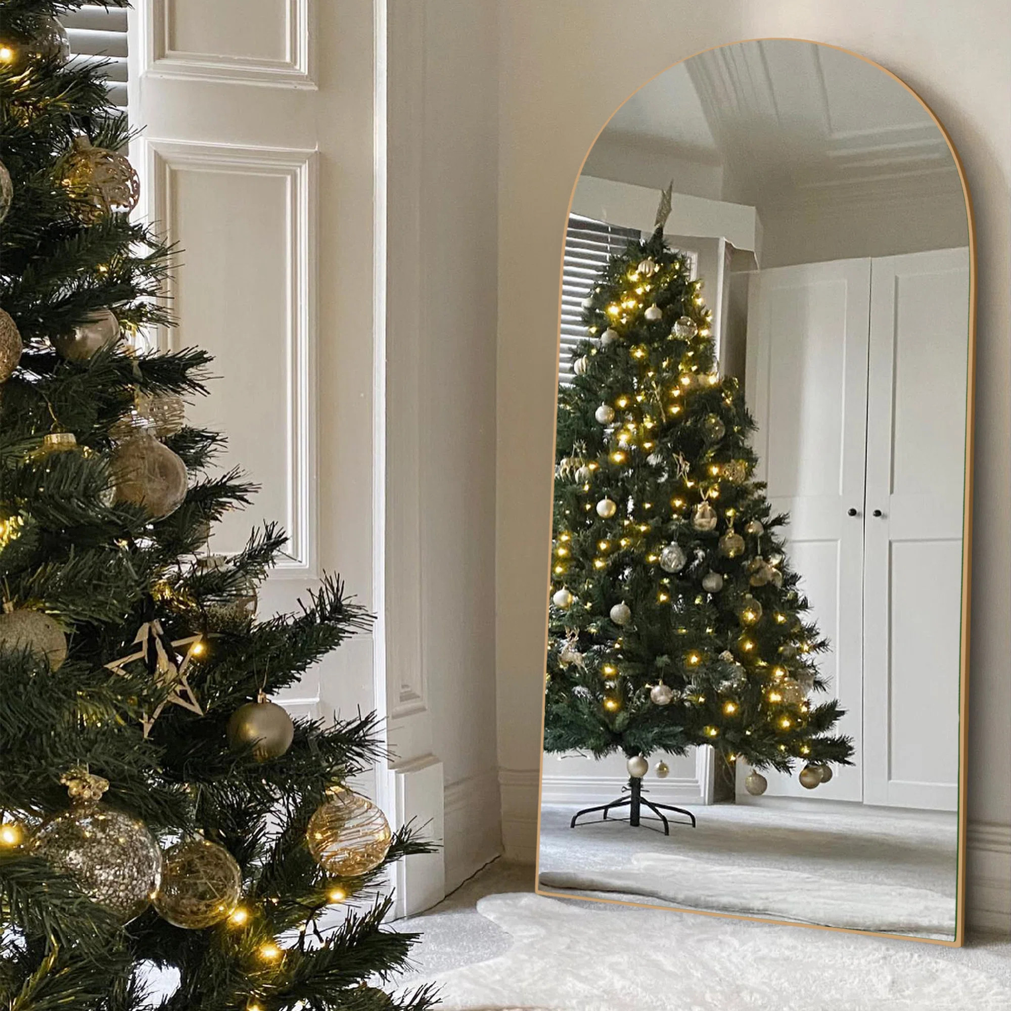 Latitude Run® Leeron Oversized Arch Solid Wood Floor Mirror with Stand & Reviews | Wayfair | Wayfair North America