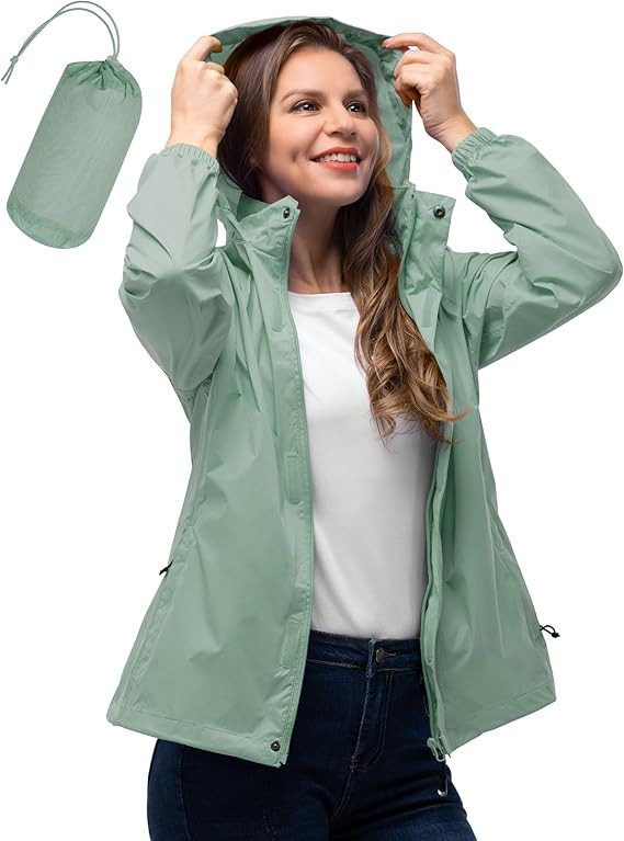 33,000ft Women's Rain Jacket Waterproof Lightweight Packable Raincoat with Hood for Golf Hiking T... | Amazon (US)