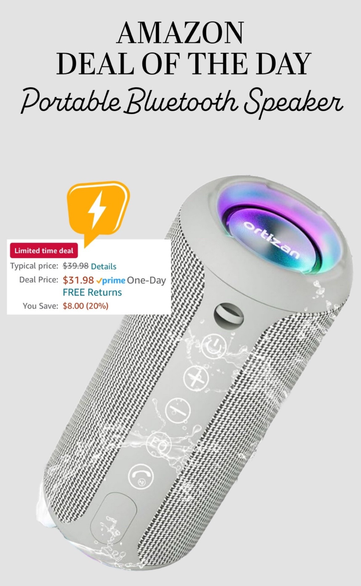 🚨 Amazon Deal of the Day: Portable Bluetooth Speaker!!! 🚨

ONLY $31.98!!! And it comes in multiple colors! 💸🩶

#LTKFindsUnder50 #LTKHome #LTKSaleAlert