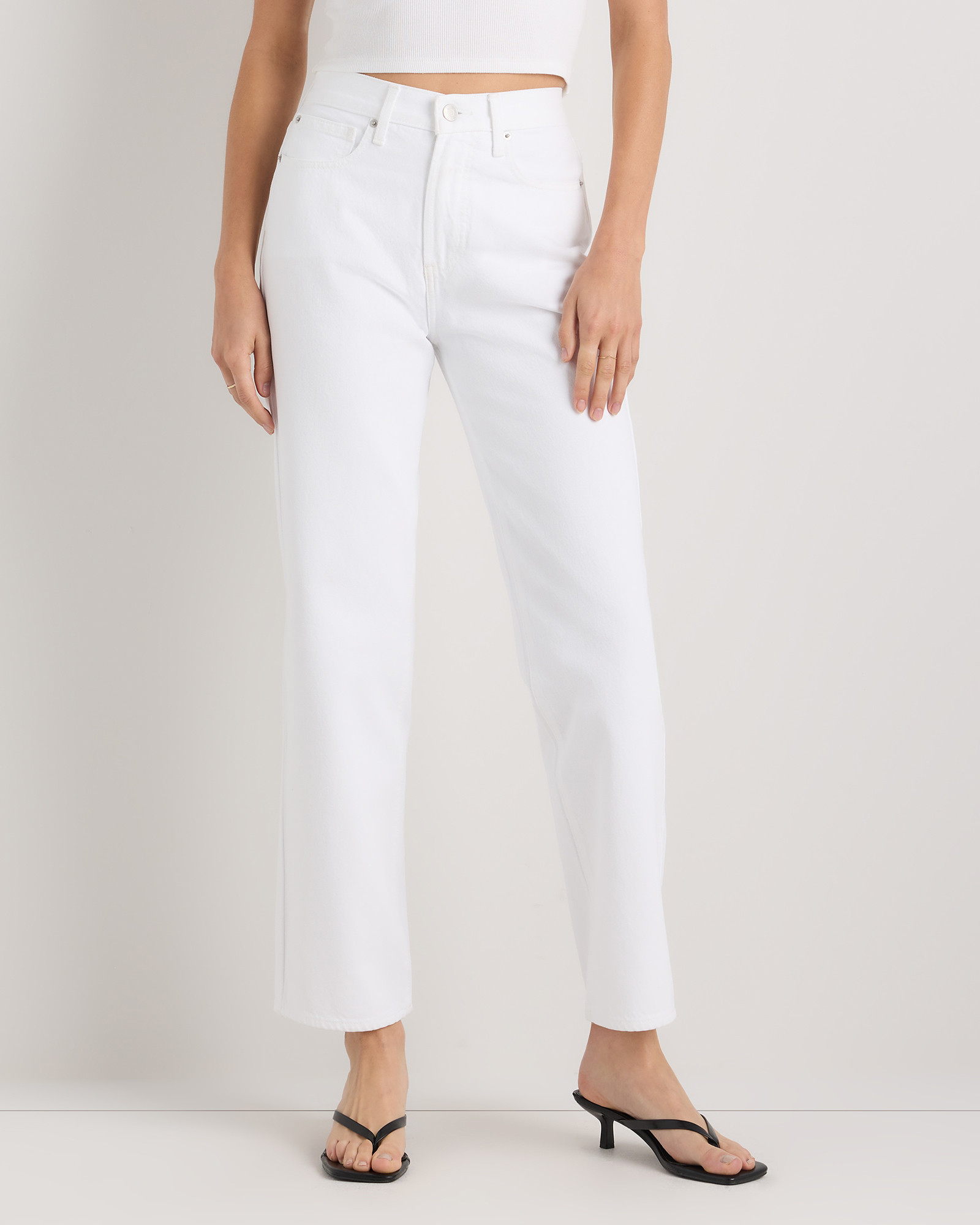 Quince | Women's Bella Rigid Straight Jeans in Whiteout, Size 29, Cotton | Quince