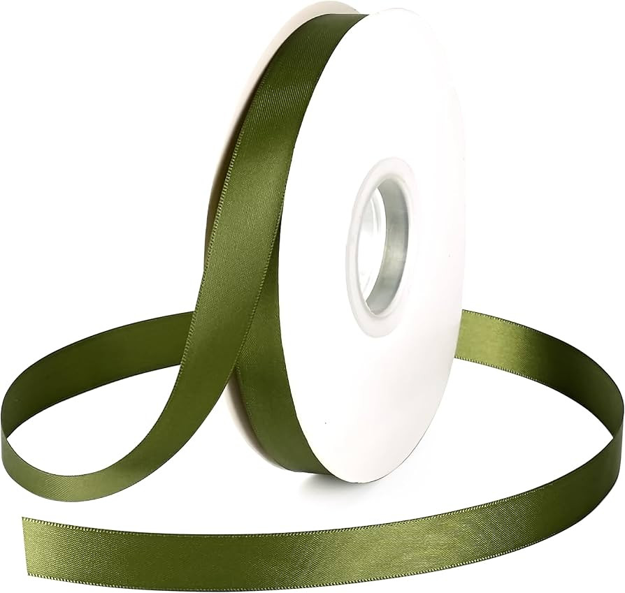 Moss Green Satin Ribbon 5/8 Inch Olive Green Ribbon for Gift Wrapping Wedding Birdal Shower Hair ... | Amazon (US)