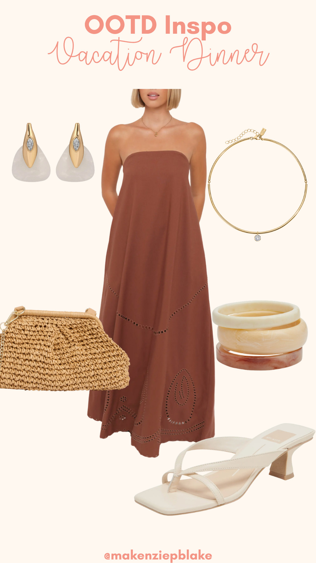 vacation dinner outfit idea that feels effortless but still elevated for warm evenings away ✨
I love a strapless midi like this paired with simple gold jewelry, a woven clutch, and neutral heels for an easy look that works for sunset dinners, resort nights, or walking to dinner by the water. it’s the kind of outfit that feels polished without needing much styling.
sharing everything from this look here 

 #LTKootd #LTKSwim #LTKTravel