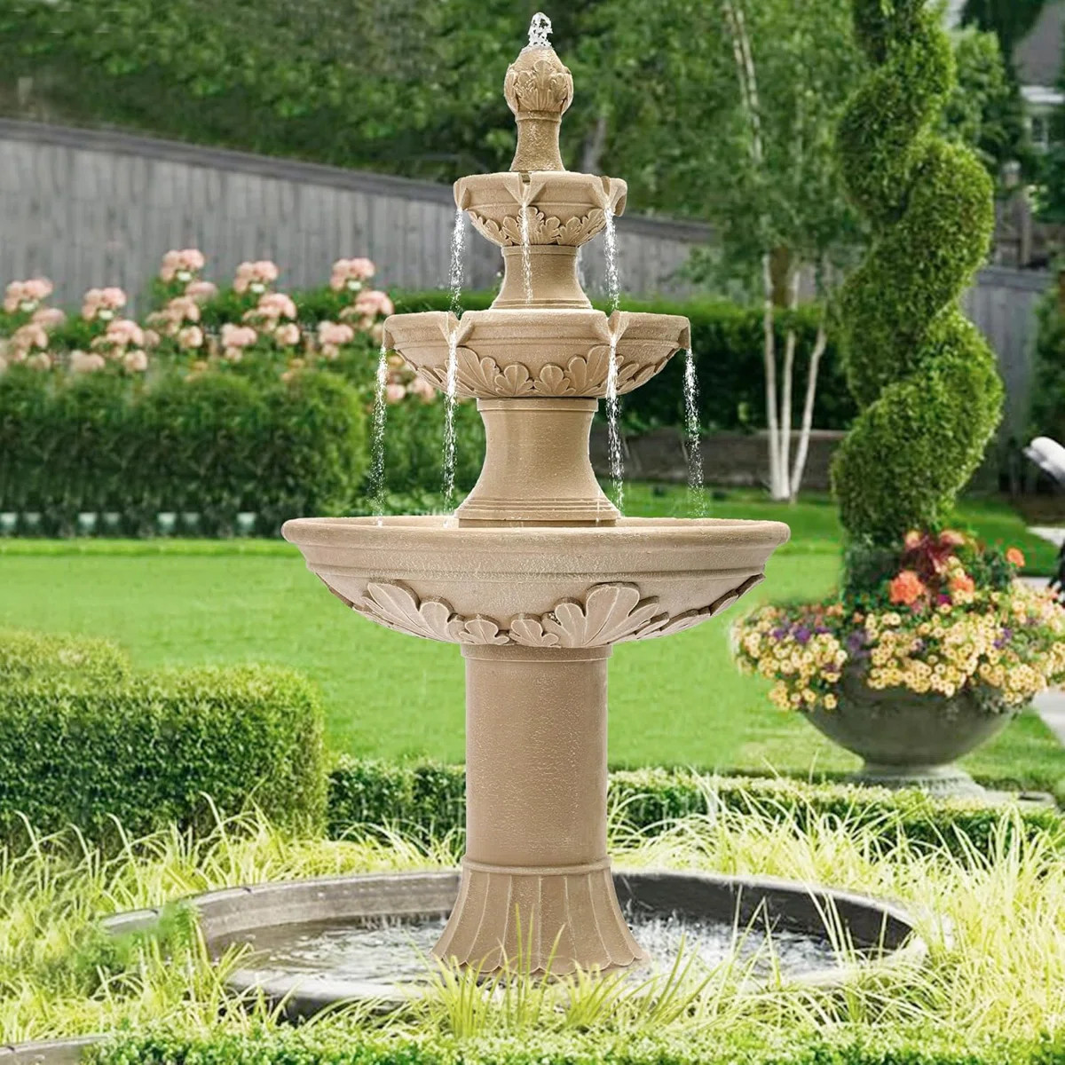 Outdoor Garden Water Fountains,48.4"H Italian Style Fountains and Waterfalls Outside | Wayfair North America