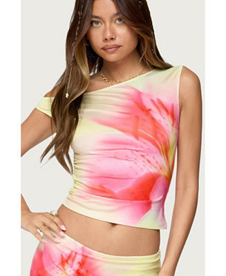 Womens Tiger Flower Off Shoulder Top | Macy's
