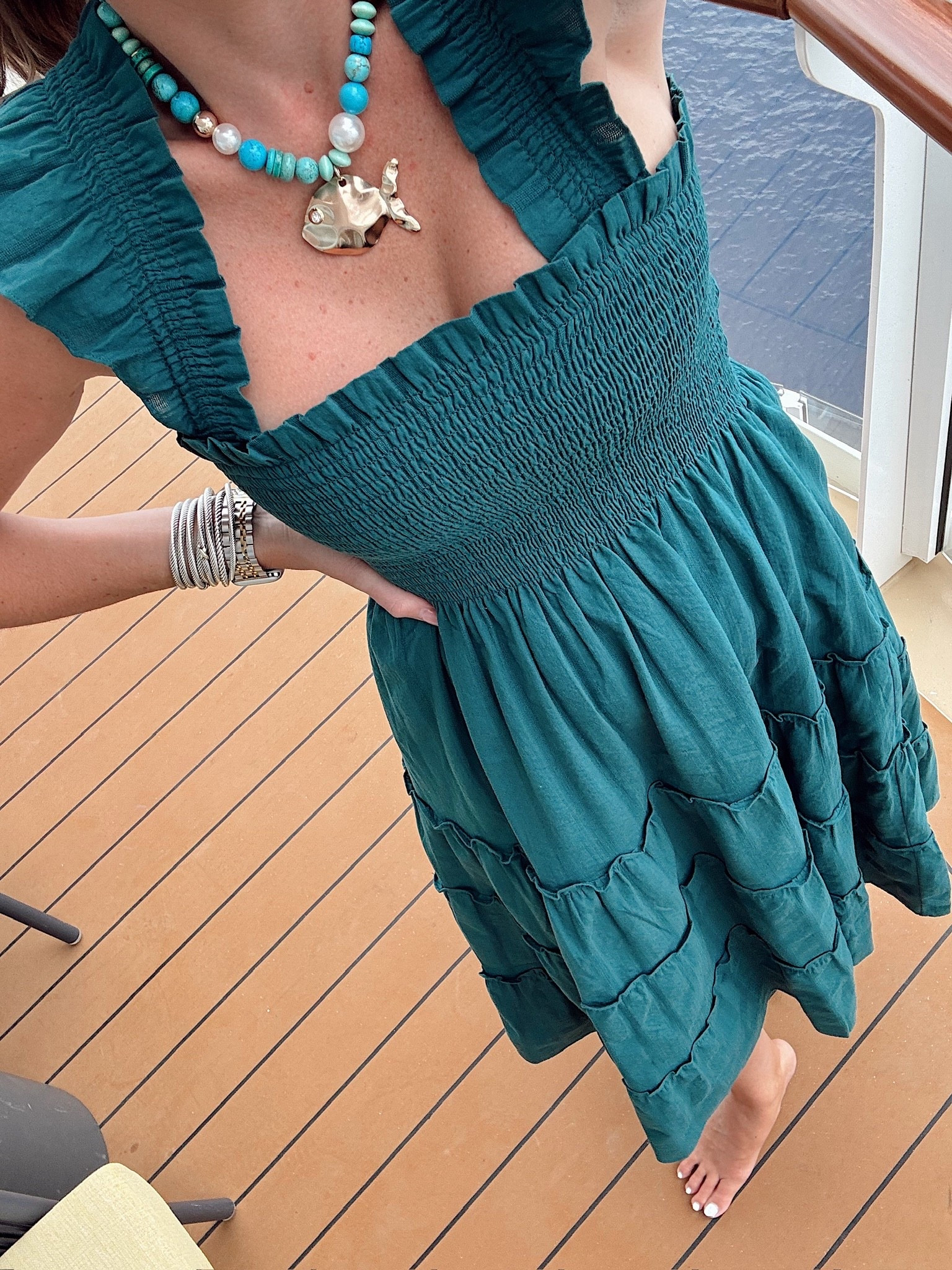 Cruise ootd! In a small hill house Ellie nap dress- fits tts. Necklace is from Anthropologie but is sold out so linked a couple similar options!  

#LTKSeasonal #LTKStyleTip #LTKTravel