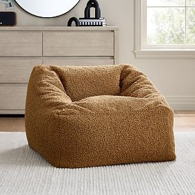 Large Teddy Faux Fur Brown Modern Bean Bag Lounger | Pottery Barn Teen