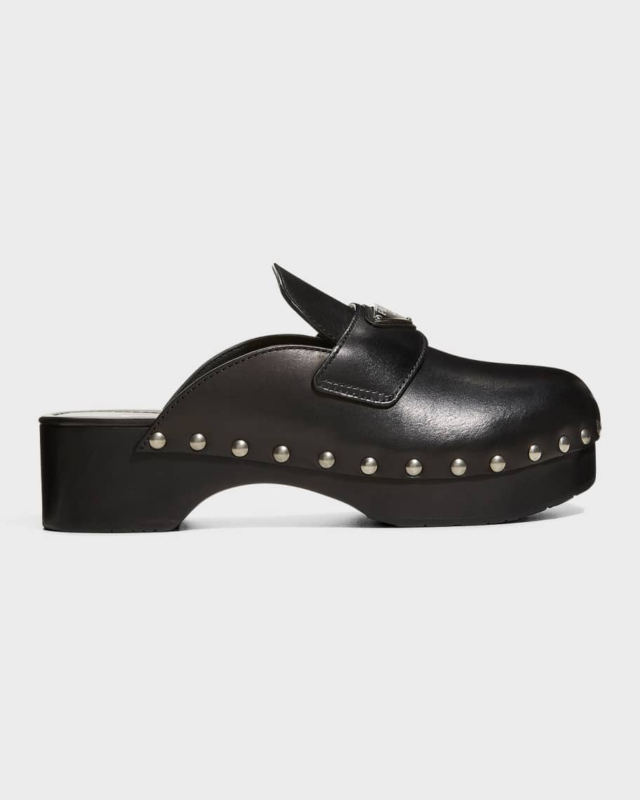 45MM Leather Logo Clog | Neiman Marcus