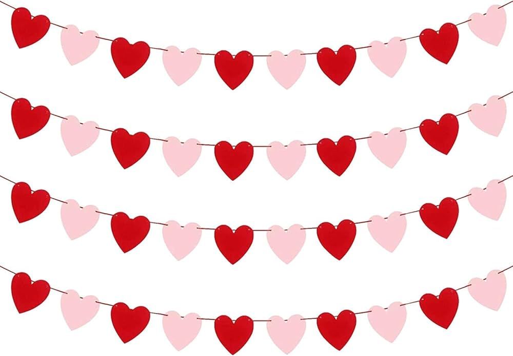 Valentines Day Decoration-3.9 Inches Valentine's Day Decor Heart Banner Pink&Red Pack of 80 NO DI... | Amazon (US)