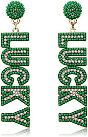 St. Patrick's Day Earrings Shamrock Earrings for Women, Sparkling Rhinestone Lucky Irish Earrings... | Amazon (US)