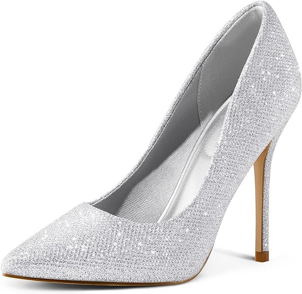 mysoft Women's High Heels Pumps Closed Pointed Toe Stiletto 4IN Heels Dress Wedding Shoes | Amazon (US)