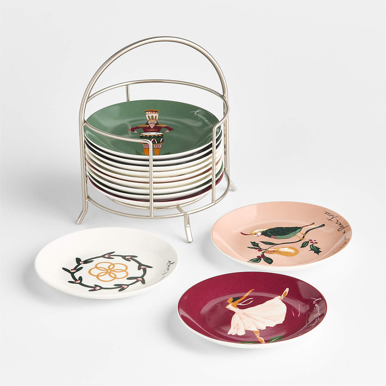 12 Days of Christmas Appetizer Plates with Stand | Crate & Barrel | Crate & Barrel