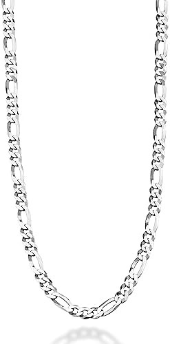 Miabella 925 Sterling Silver Italian 5mm Diamond-Cut Figaro Link Chain Necklace for Women Men, Ma... | Amazon (US)