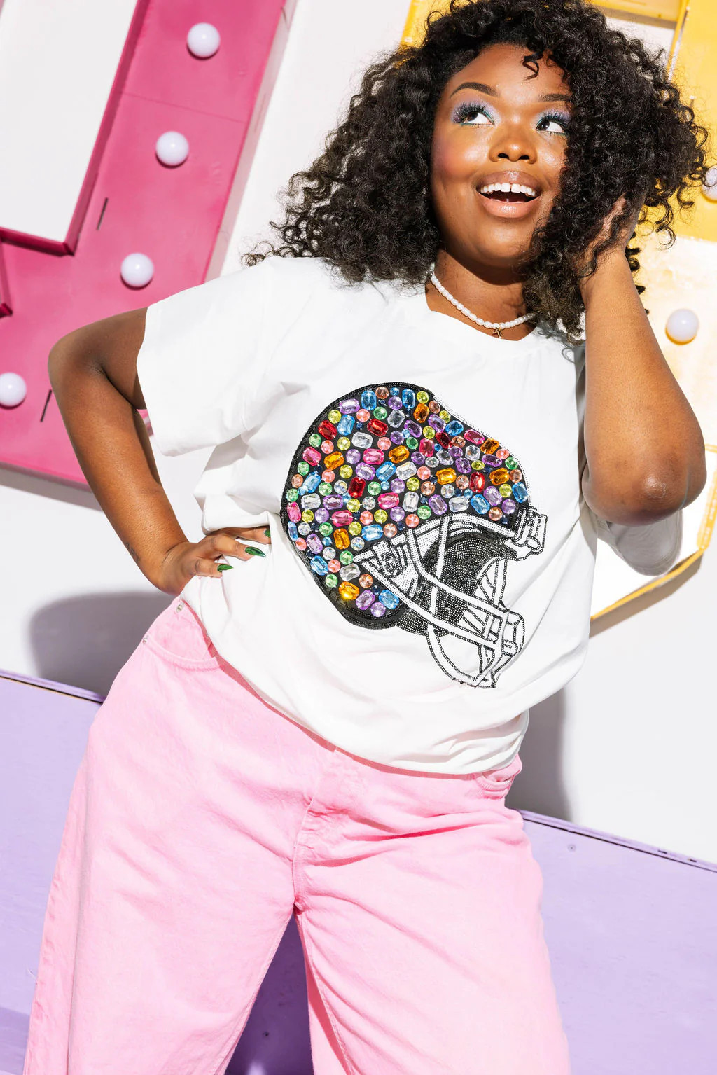 White Rainbow Jewel Helmet Tee | Queen of Sparkles
