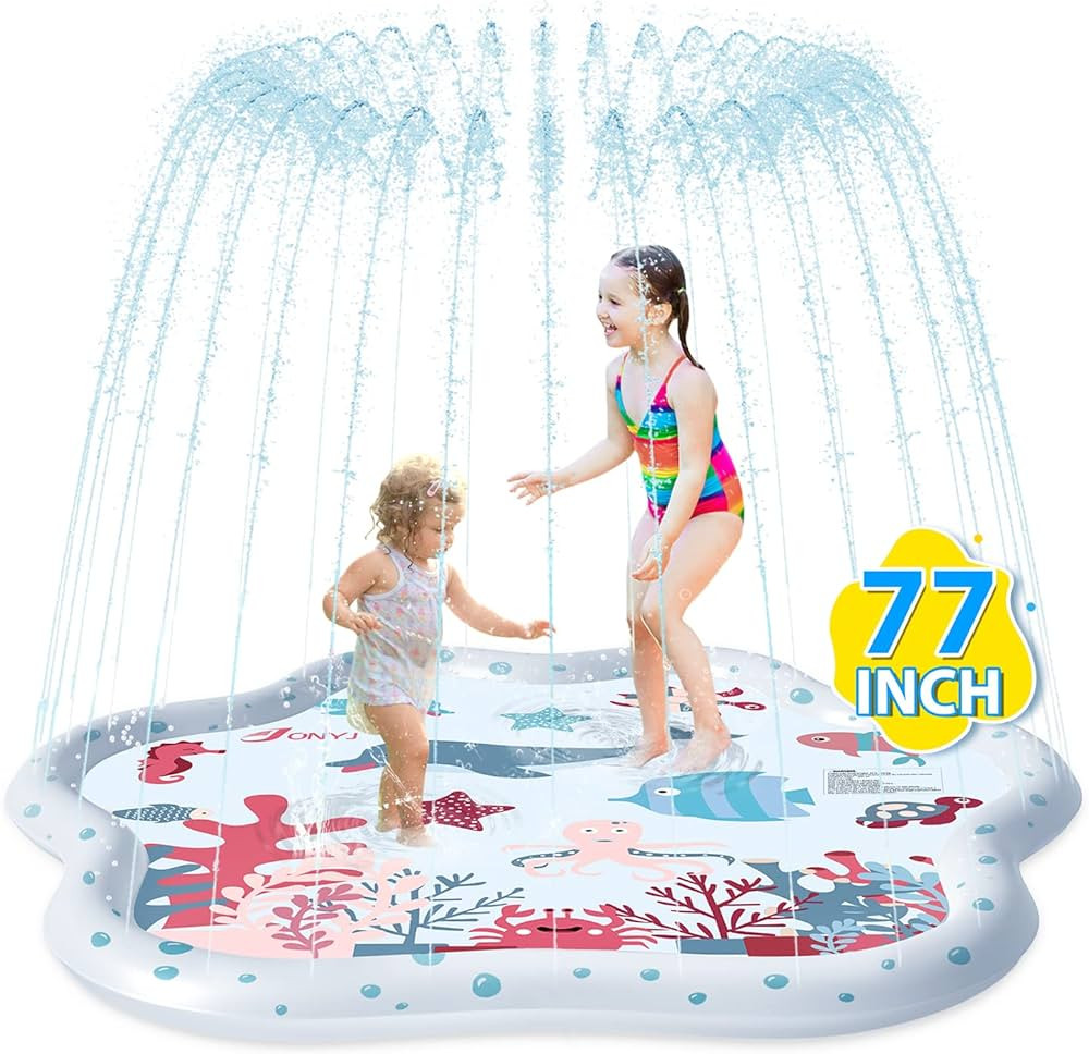 JONYJ Splash Pad, 77" Sprinkler for Kids and Toddlers, Fun Backyard Sprinkler & Splash Play Mat f... | Amazon (US)