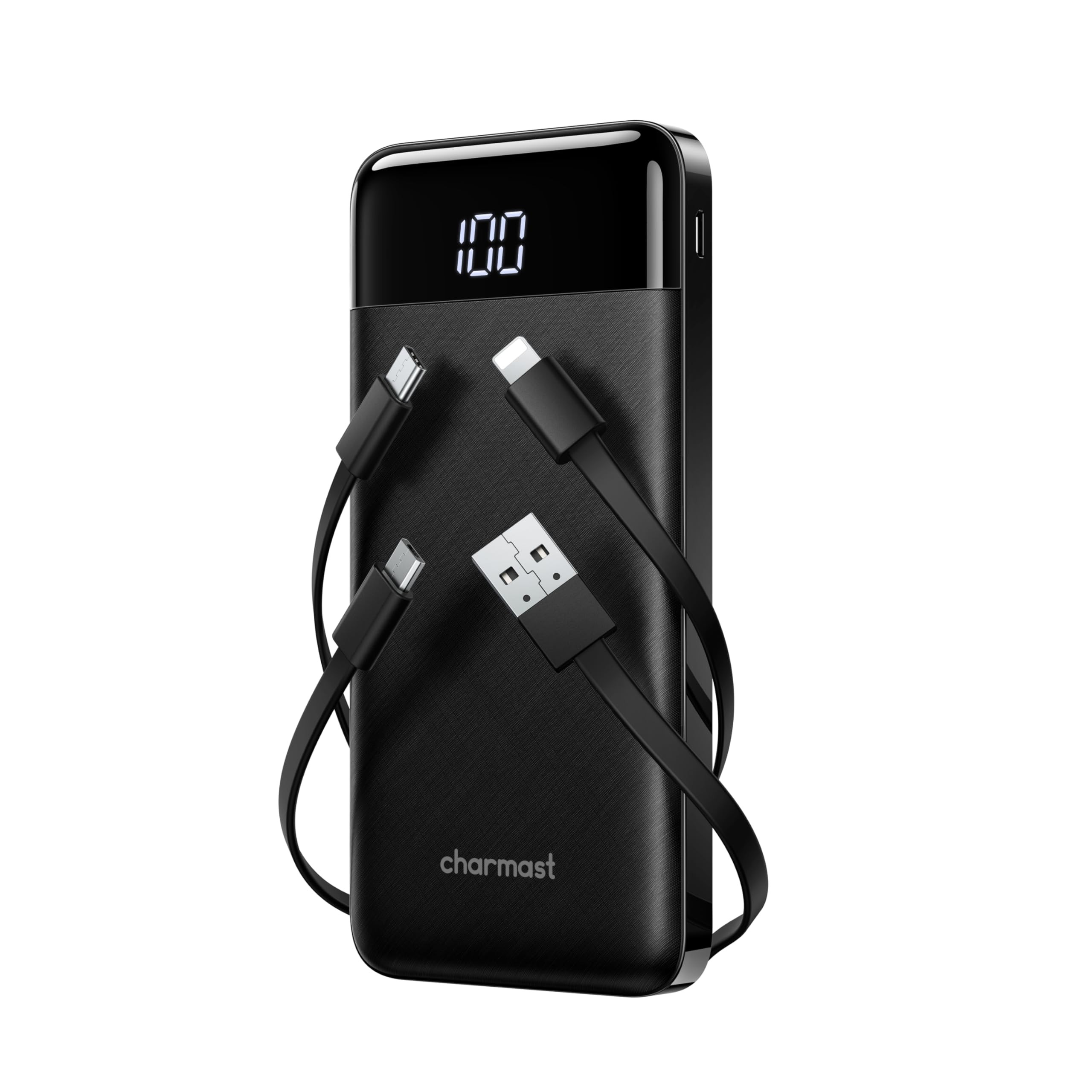 Charmast Power Bank with Built in Cables, 10000mAh USB C Battery Pack 6 Outputs 2 Inputs with LED... | Amazon (CA)