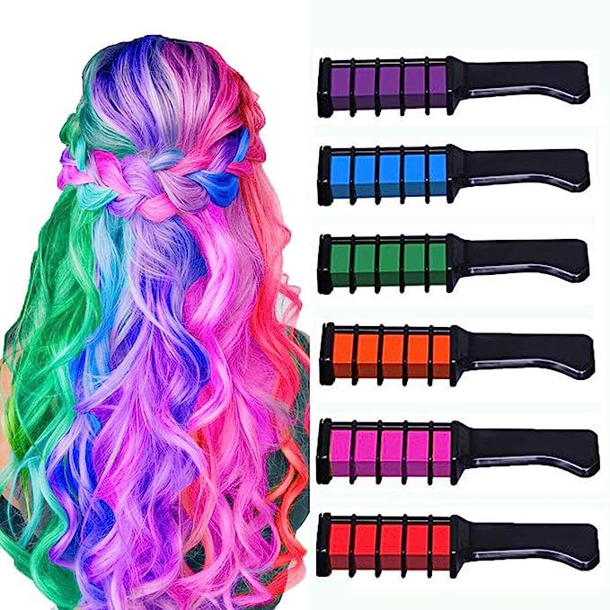 New Hair Chalk Comb Temporary Bright Hair Color Dye for Girls Kids, Washable Hair Chalk for Girls... | Amazon (US)