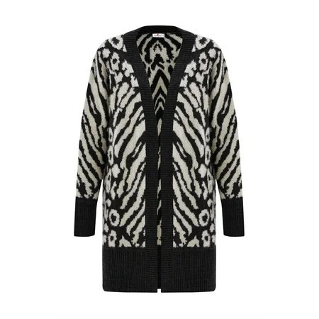 Peraluna Long Zebra Patterned Women s Knitwear Cardigan | Xl - Anthracite Melanj | Walmart (US)