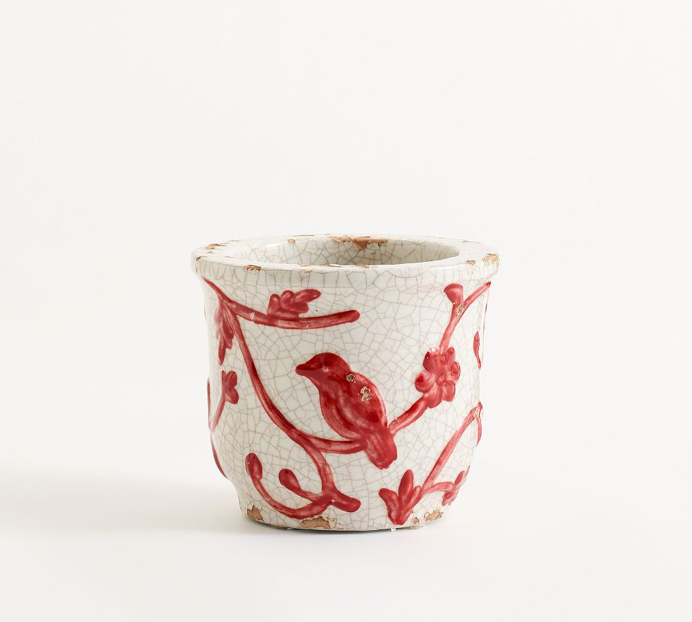 Montrose Cachepot, Small - Red & White | Pottery Barn (US)