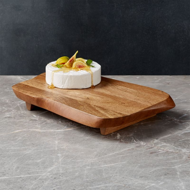 Dario Small Elevated Wood Serving Board + Reviews | Crate and Barrel | Crate & Barrel