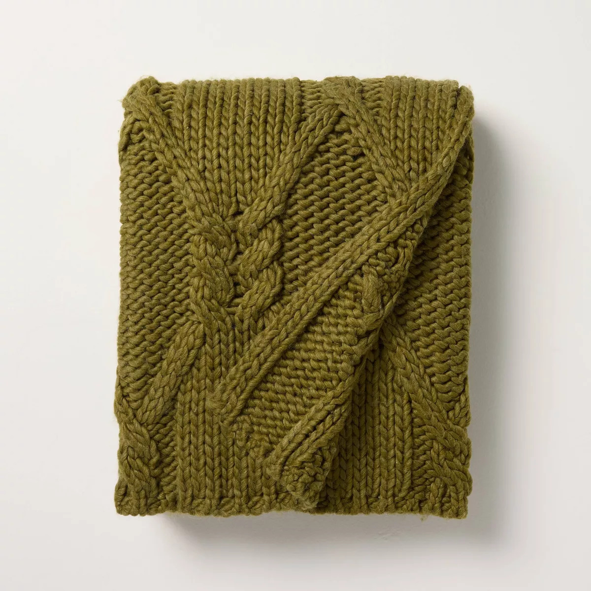Cable Knit Throw Blanket Green - Hearth & Hand™ with Magnolia | Target