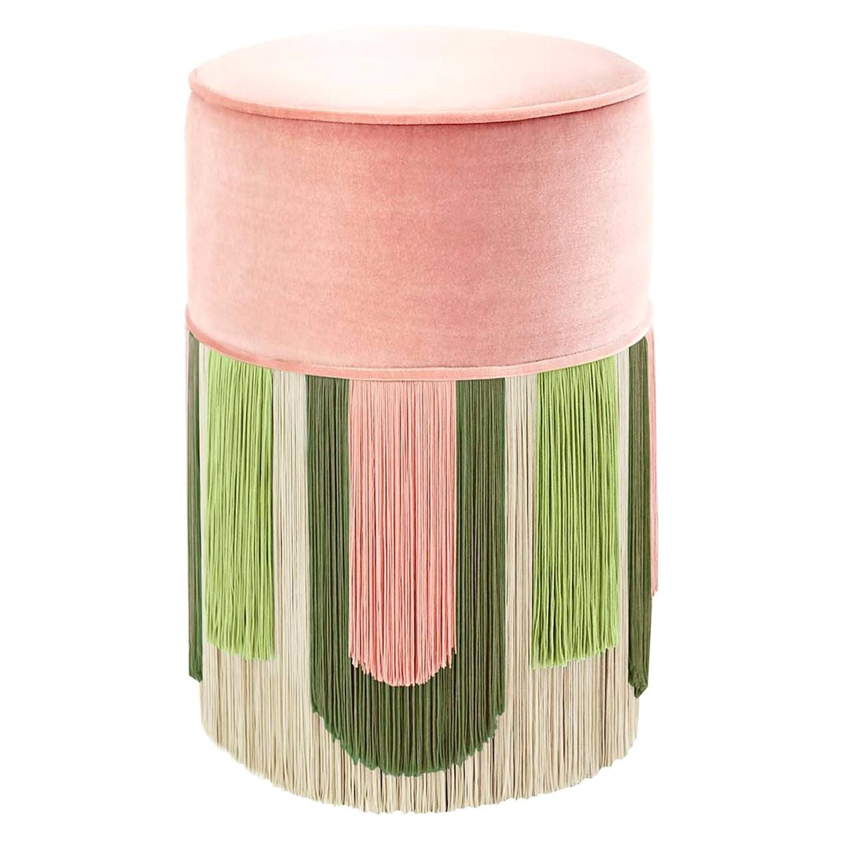 Pink and Green Couture Geometric Deco Pouf | 1stDibs