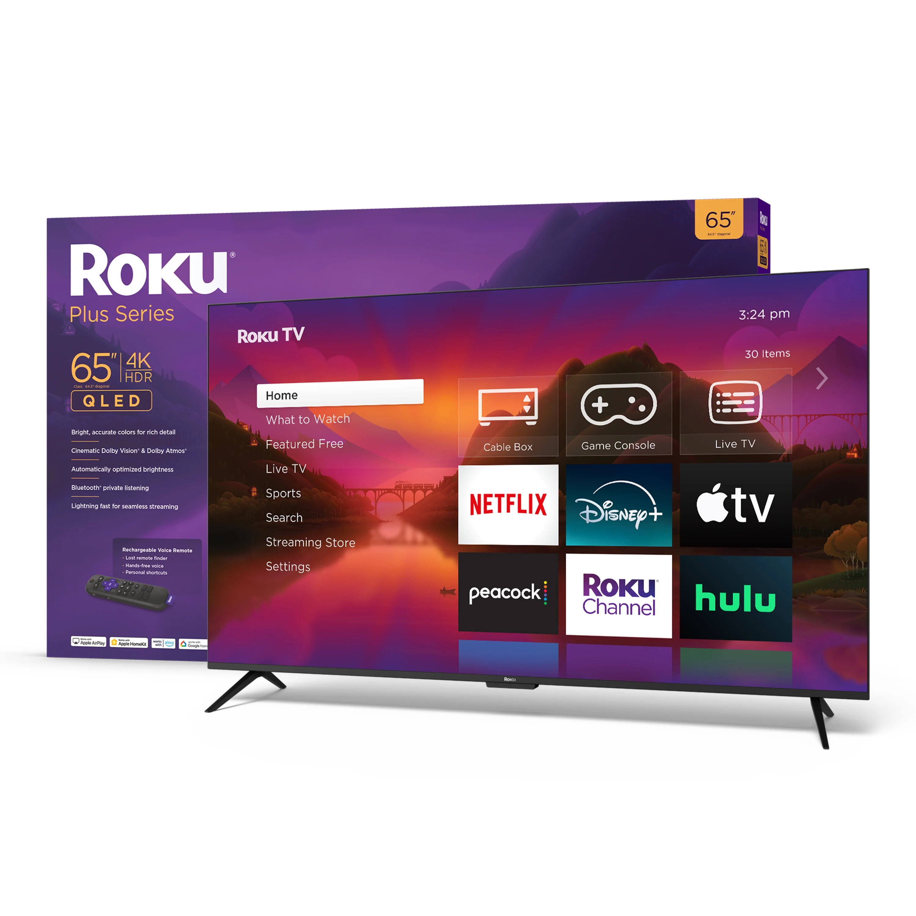 Roku 65-Inch Plus Series 4K QLED Smart Roku TV with Roku Voice Remote Pro, Dolby Vision, Striking... | Walmart (US)