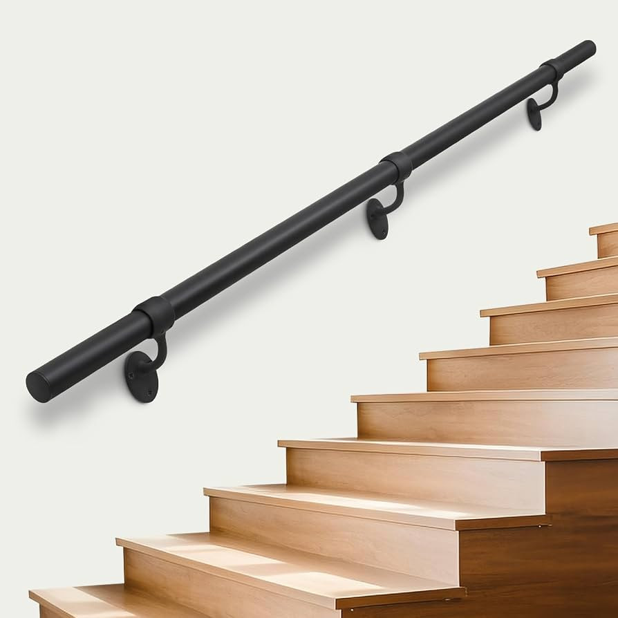 Stair Railing Indoor Metal Hand Rails for Indoor Stairs 1.5" Pipe Aluminum Wall Mounted Outdoor H... | Amazon (US)