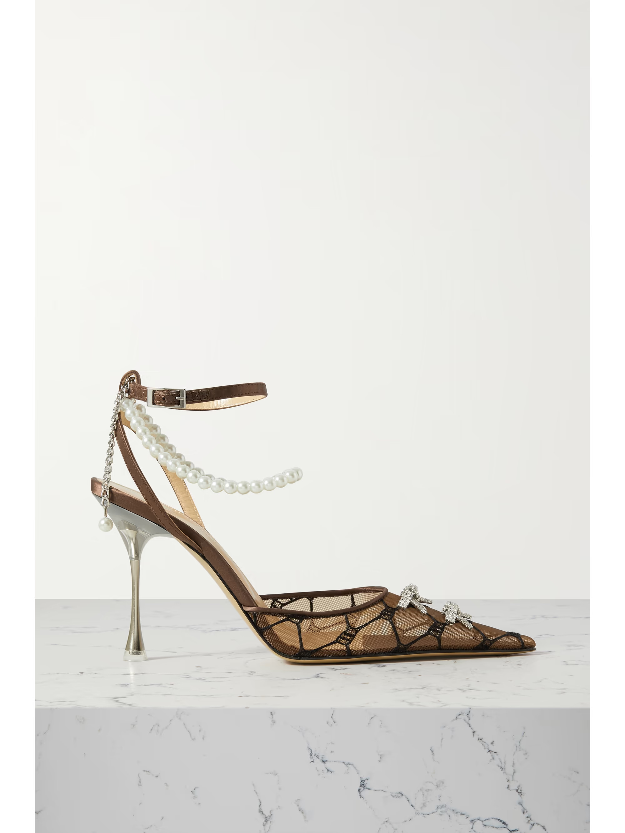 Matilda embellished satin and embroidered mesh sandals | NET-A-PORTER (US)