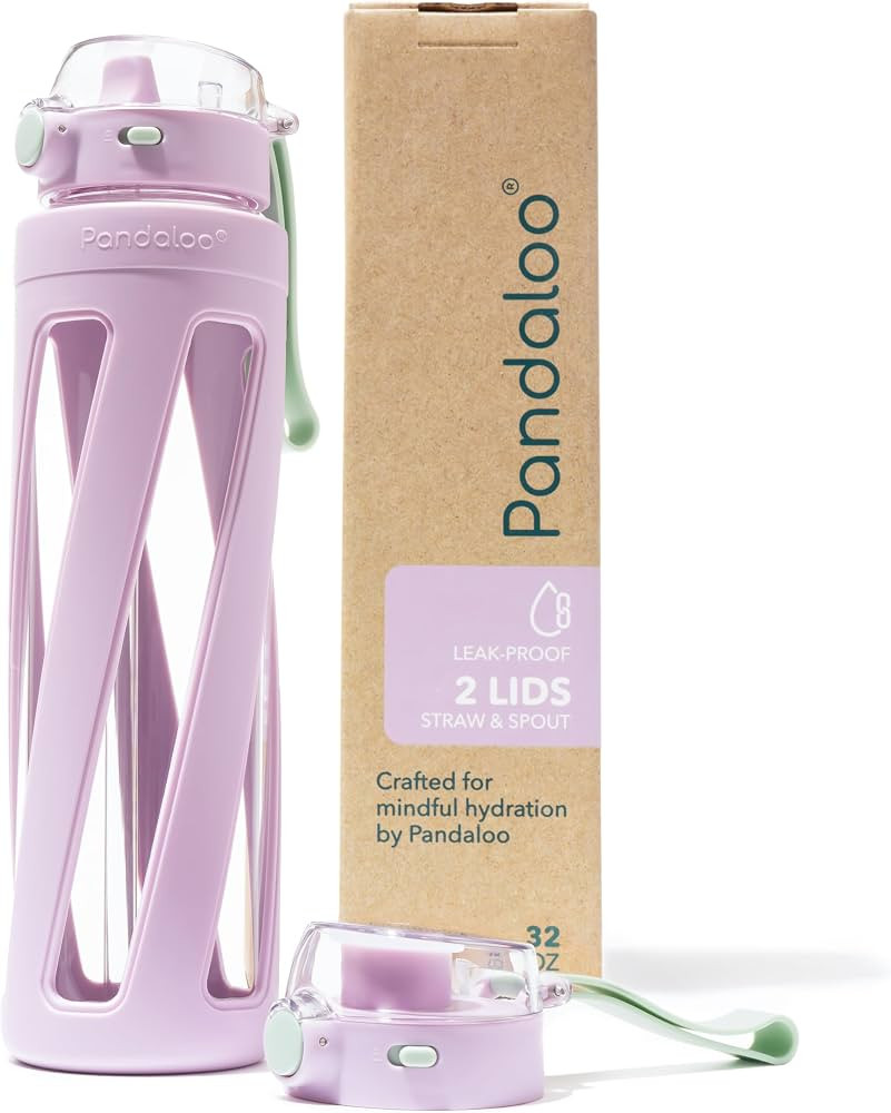 Pandaloo\u00ae Orbit 32 oz Glass Water Bottle with 2 Leak-Proof Lids (Straw & Spout), Wide Mouth,... | Amazon (US)