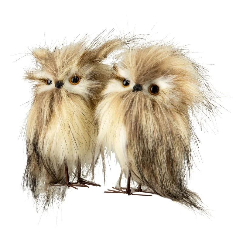 Set of 2 Brown and Ivory Owls Figures | Wayfair North America