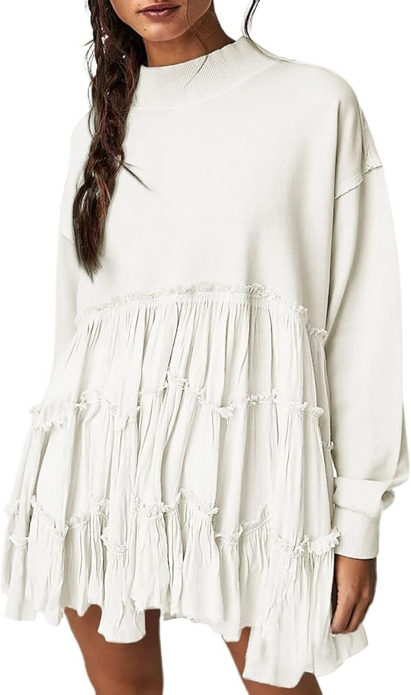 Oversized Sweatshirts Dress for Women Crewneck Casual Long Sleeve Pullover Fall Winter Loose Flow... | Amazon (US)