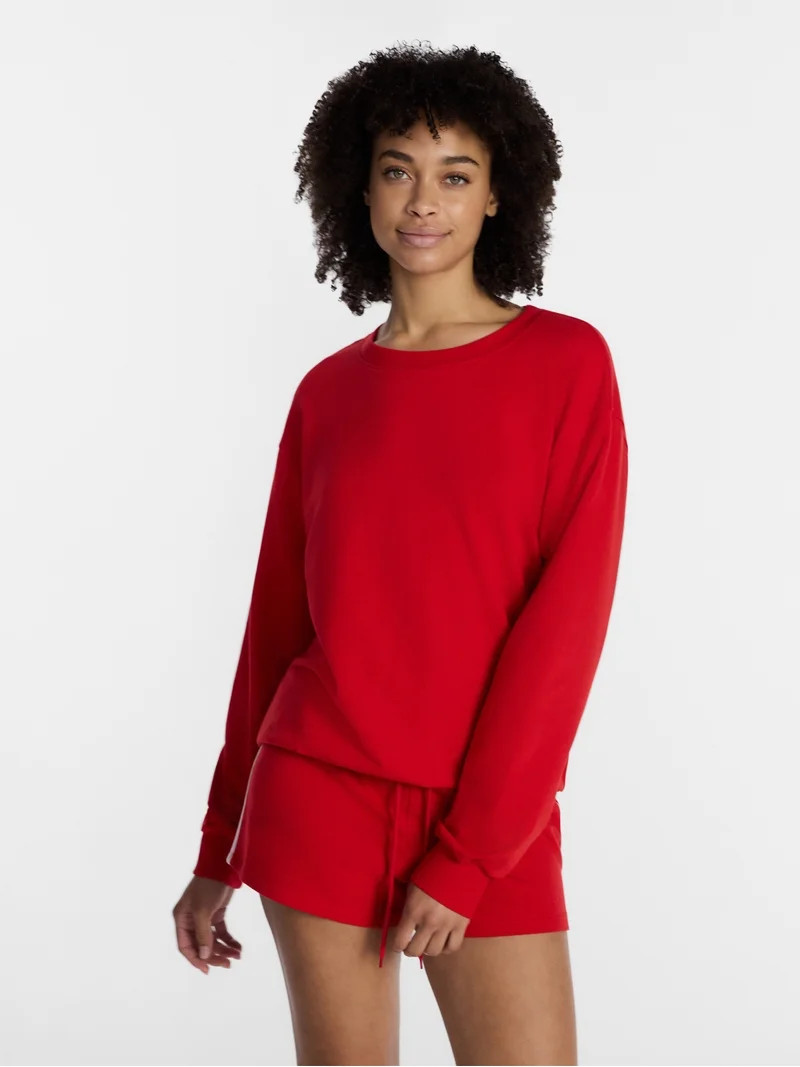 No Boundaries Sleepwear Top with Long Sleeves, Women\u2019s XXS-3X | Walmart (US)