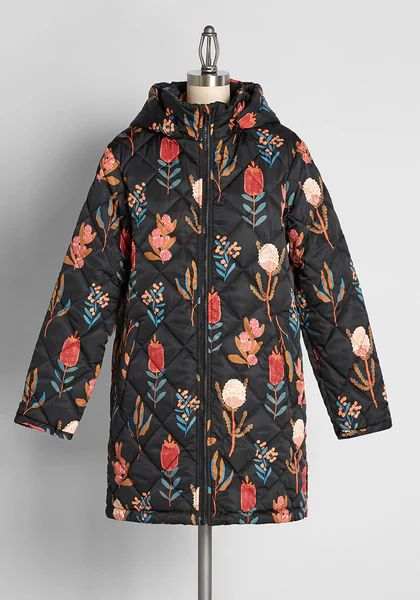 Raining Flora Hooded Puffer Jacket | ModCloth