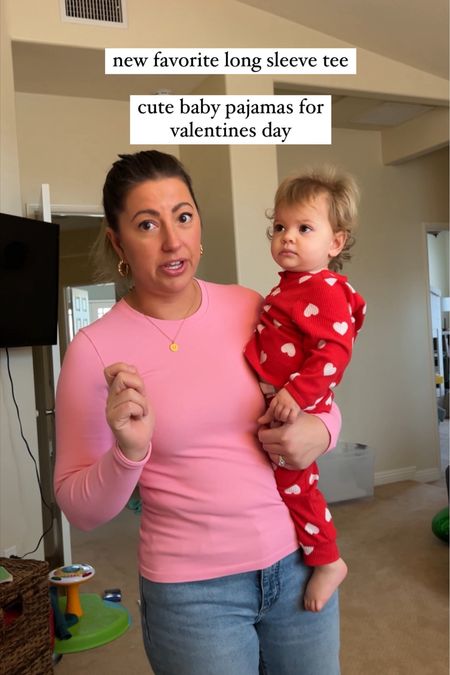 long sleeve tee in a multipack from Amazon. 
Baby pajama set for Valentine’s Day from target. Super soft  

#LTKSeasonal #LTKmidsize #LTKMostLoved