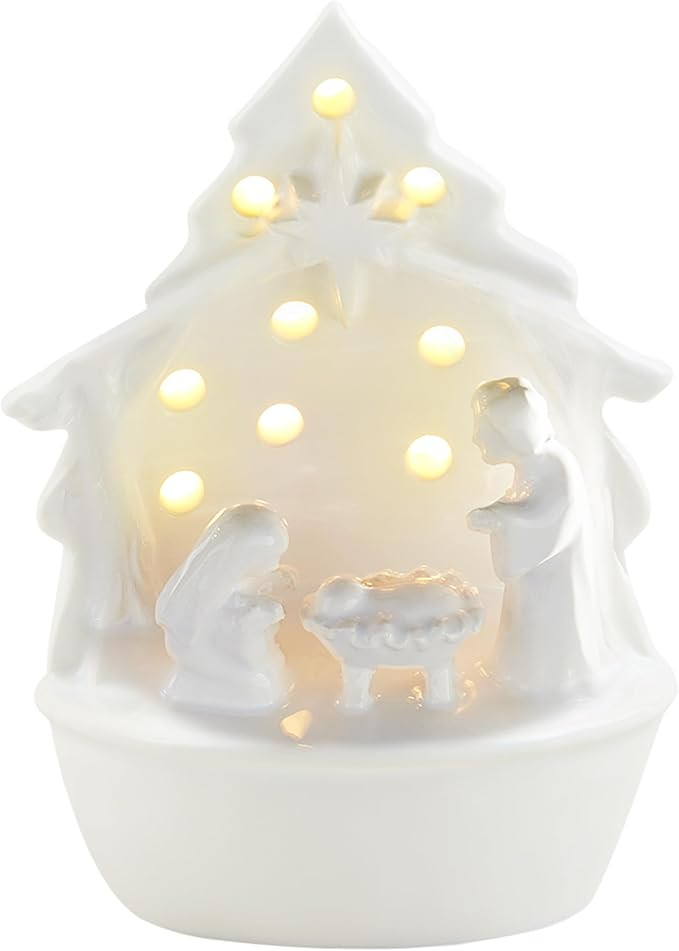 Mud Pie Light Up Nativity Table SITTERS, White | Amazon (US)