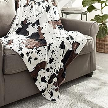 Home Soft Things Cow Print Blanket Throws Animal Black White Brown Throw for Chair Bedroom Living Ro | Amazon (US)