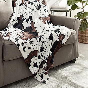 Home Soft Things Cow Print Blanket Throws Animal Black White Brown Throw for Chair Bedroom Living Ro | Amazon (US)