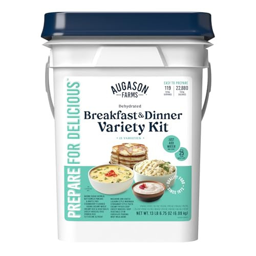 Augason Farms Breakfast and Dinner Variety Kit, Emergency Food Supply Dehydrated Meal Survival Bucket - 119 Servings | Amazon (US)