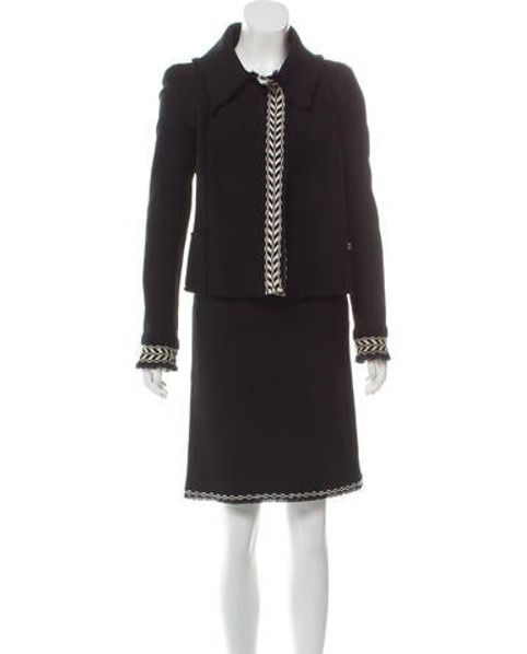 Chanel Wool Skirt Suit Black | The RealReal