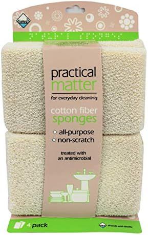 Cleanlogic Practical Matter Cotton Fiber Bath & Shower Sponge (Pack of 4) | Amazon (US)