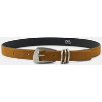Zara - Triple Loop Split Suede Belt - Camel - 32 - Woman | Zara UK