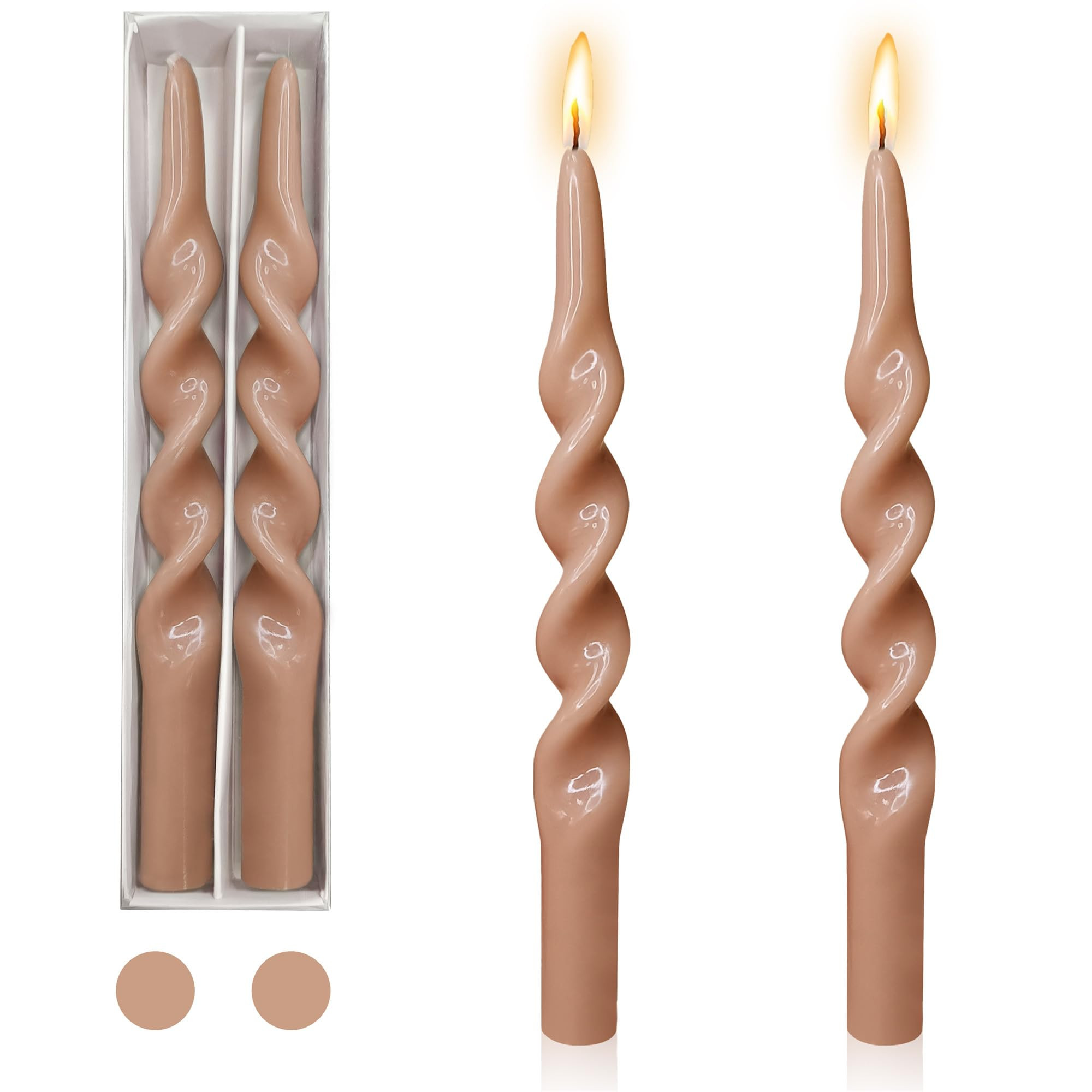 Long Candlesticks Spiral Taper Candle,Gedengi 2pcs Brown Tapered Candles 10 inches Twisted Candle... | Amazon (US)