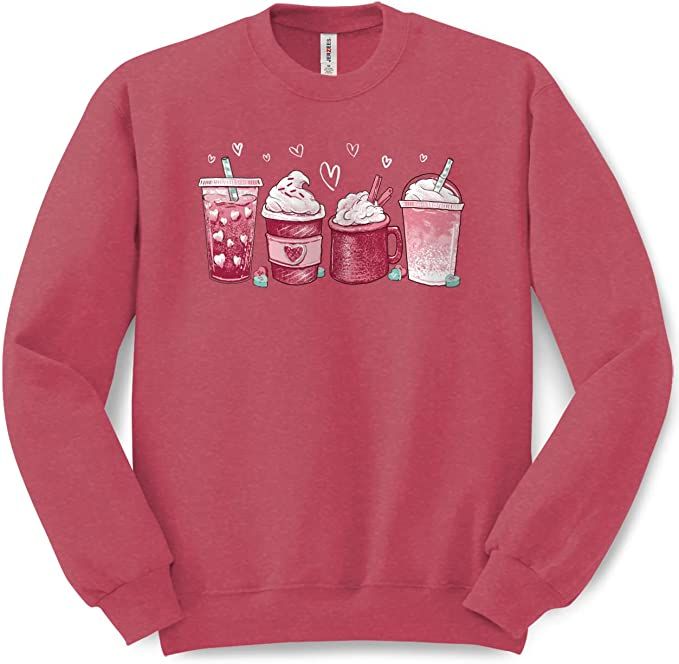 B Wear Sportswear Valentine's Day Coffee Cup Latte Caffeine Cute Women's Graphic Crew Neck Sweate... | Amazon (US)