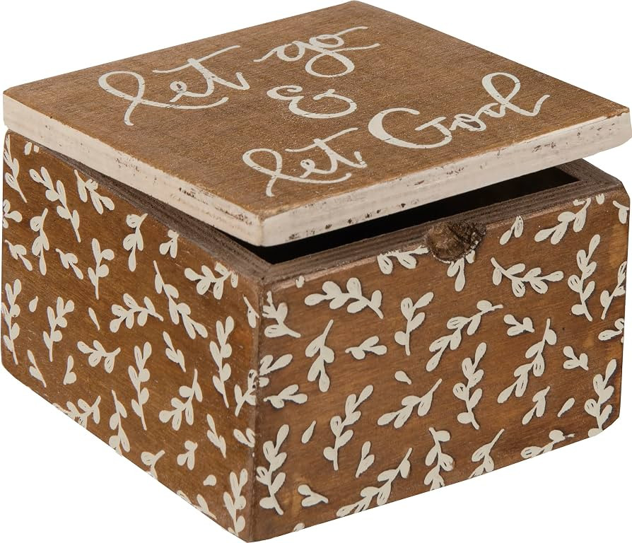 Primitives by Kathy Stylish Prayer Box, Embossed Let Go & Let God Sentiment and Leaf Pattern, Nat... | Amazon (US)