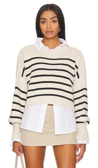 Stripe Easy Street Crop Sweater in Pearl Combo | Revolve Clothing (Global)