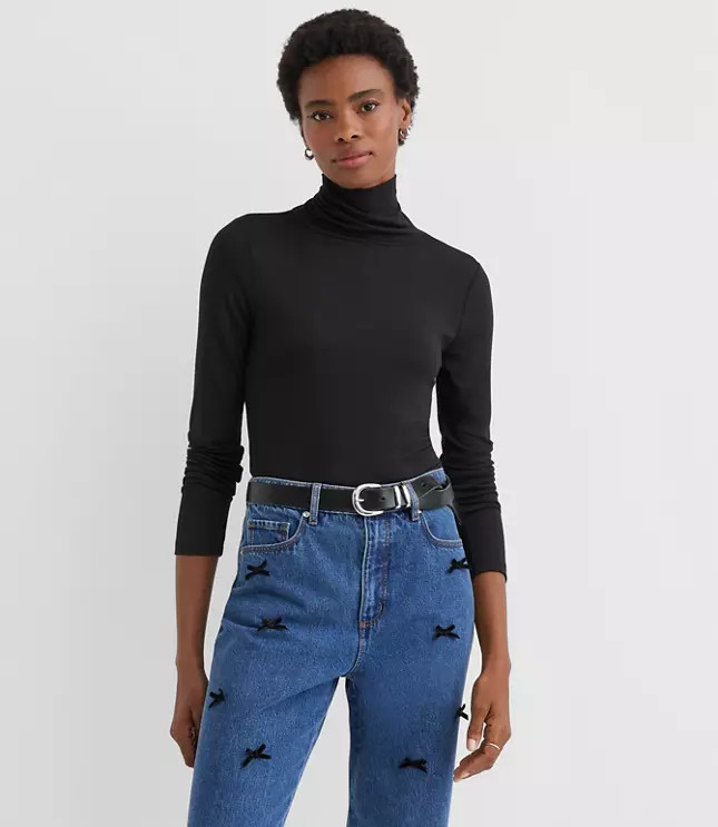 Micro Modal Turtleneck Top | LOFT