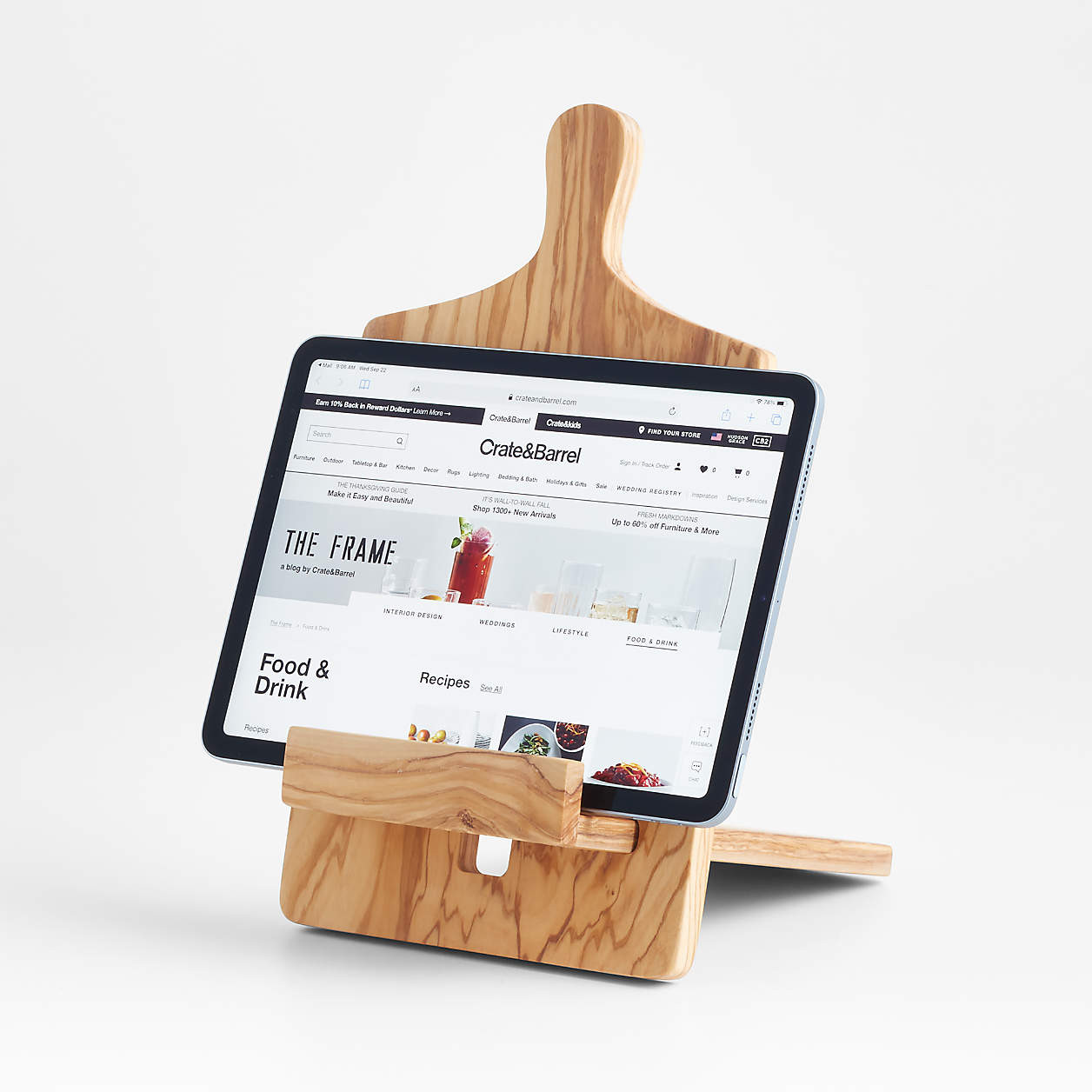 Olivewood Cookbook and Tablet Stand + Reviews | Crate & Barrel | Crate & Barrel