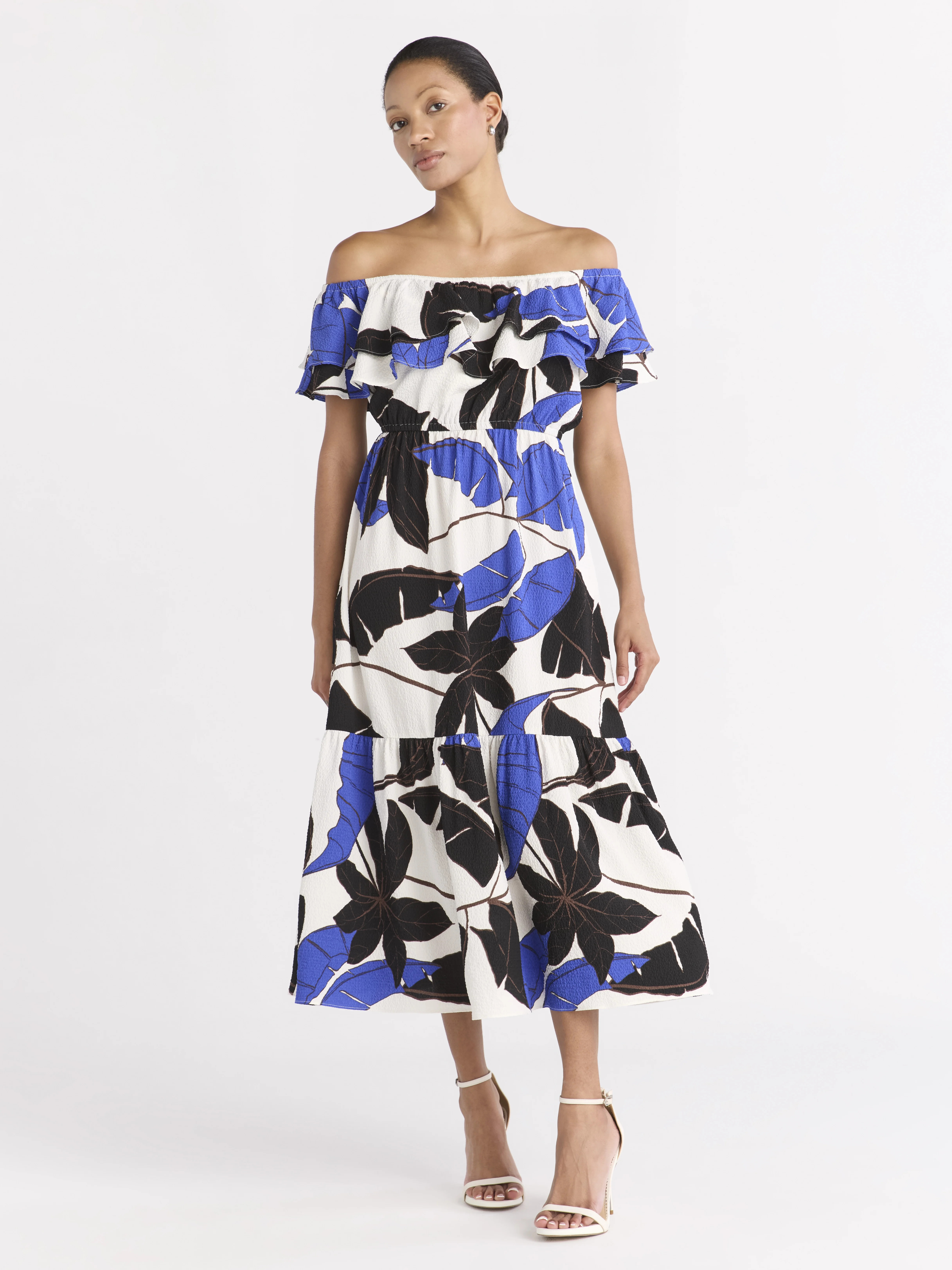 Sofia by Sofia Vergara Women's Ruffle Off Shoulder Maxi Dress, Above Ankle Length, Sizes XS-XXXL | Walmart (US)